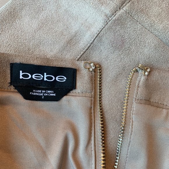 NWOT Bebe Beige Suede Mini Skirt - Picture 3 of 4